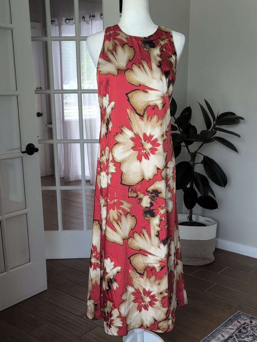 NWT Anne Klein Satin Floral Sleeveless Long Slip Dress Size 0 - Picture 2 of 13